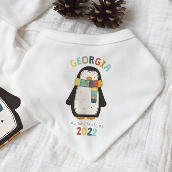 Personalised First Christmas Penguin Outfit Set, 3 of 7