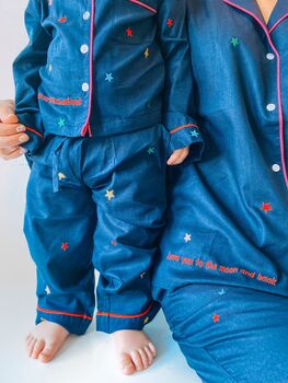 Personalised Kid's Navy Multicoloured Star Pyjamas, 2 of 4
