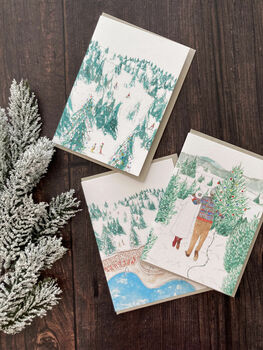 Christmas Skiers Greeting Card, 2 of 2