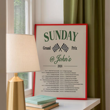 Personalised F1 2026 Fixtures Print Formula One Gift, 3 of 12