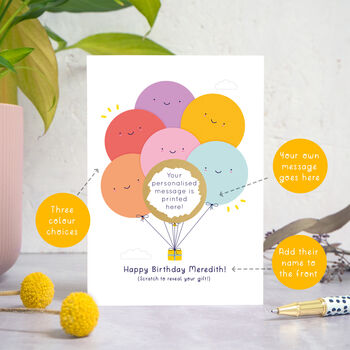 Personalised Birthday Balloons Scratch Card, 4 of 8