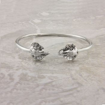 Elephant Heads Bangle In Sterling Silver, 2 of 4