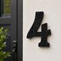 Black Solid Brass House Number Four Plaque, thumbnail 7 of 8