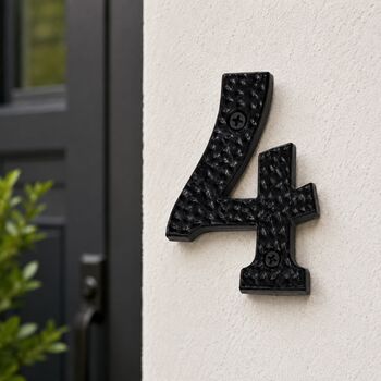 Black Solid Brass House Number Four Plaque, 7 of 8