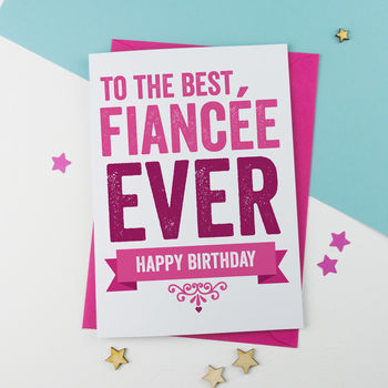 Birthday Card For Fiancée Or Fiancé In Pink Or Blue, 3 of 3