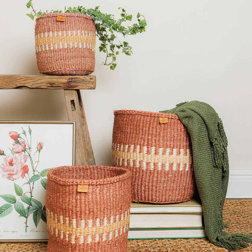 Huru: Sand Stripe Woven Storage Basket, 1 of 9