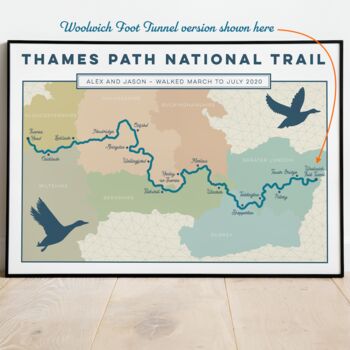 Personalised Thames Path Map Art Print, 3 of 9