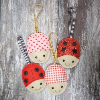 Ladybird Decorations Set Of Four Handmade, 2 of 2