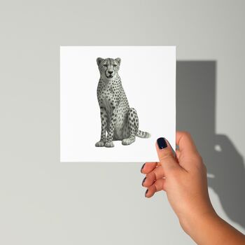 Cheetah Safari Inspired Hand Drawn Greeting Card, 3 of 6