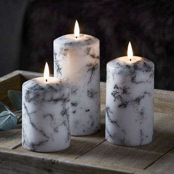 Set Of Three Marble LED Candles, 2 of 3