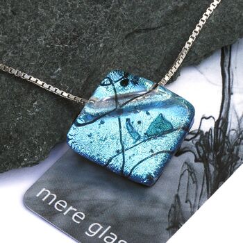 Turquoise Diamond Shaped Fused Glass Necklace, 6 of 12