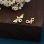 Mismatched Bee And Honeycomb Stud Earrings, thumbnail 7 of 12