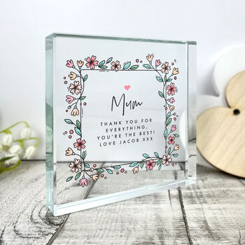 Personalised Any Message Flowers Crystal Token For Mother's Day, Birthdays And Memorials, 6 of 8