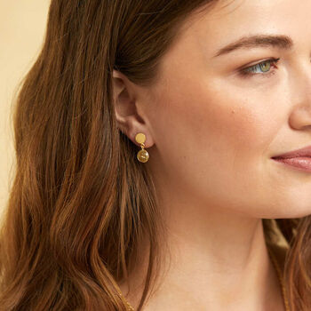 Salina Rutilated Quartz And Gold Plated Disc Earrings, 2 of 4