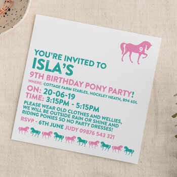 Horse And Pony Party Invitations, 2 of 5