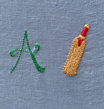 Personalised Hand Embroidered Initial Linen Napkin, 7 of 10