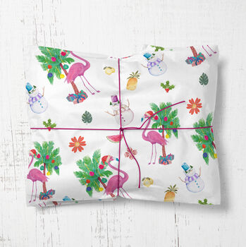 Christmas Flamingo Gift Wrapping Paper Roll Or Folded, 2 of 3