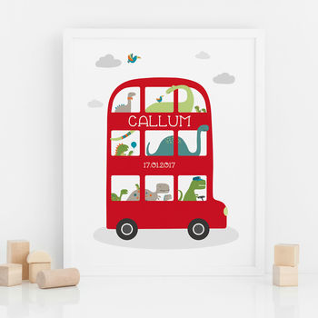 Dinosaur Bus Personalised Print For Children, 5 of 6