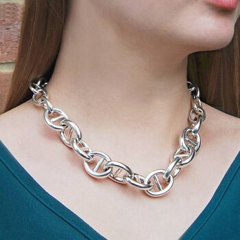 Sterling Silver Oval Link Chunky Statement Bracelet, 3 of 8