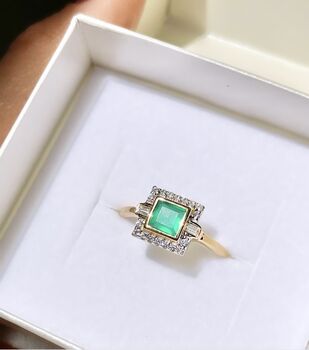 Green Onyx Vintage Deco Style Ring, 4 of 7