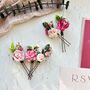 Pink Floral Bridal Hair Pins, thumbnail 3 of 3