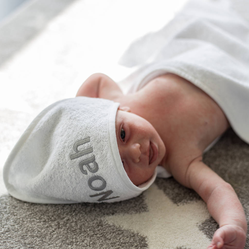 personalised hooded baby towel wrap by duncan stewart