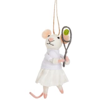 Personalised Tennis Mouse Christmas Bauble, 2 of 4
