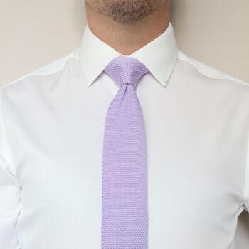 Wedding Handmade Polyester Knitted Tie In Pastel Purple, 4 of 10