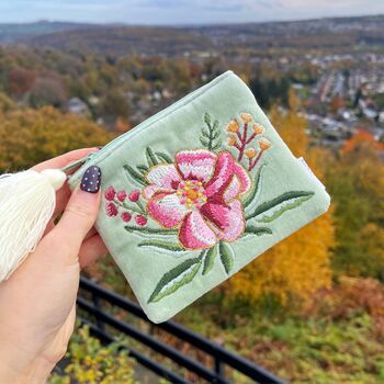 Floral Embroidered Velvet Purse, 2 of 4