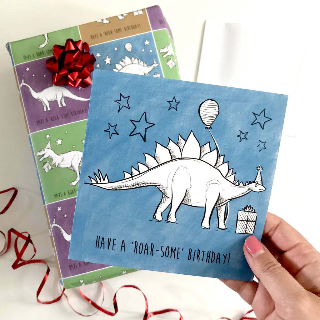 Dinosaur Birthday Card And Wrapping Paper Set By Homemade House | notonthehighstreet.com