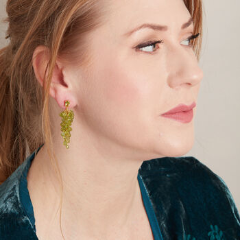 Green Peridot Grape Style Stud Earrings, 3 of 11