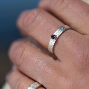 Amethyst February Birthstone Ring Textured Sterling Silver, 2 of 11