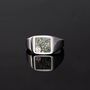 Gold Moss Agate Gemstone Square Signet Ring For Men, thumbnail 3 of 11