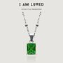 Green Emerald Pendant Necklace, 925 Sterling Silver Plated, thumbnail 1 of 4