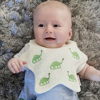 Baby Bib With Embroidered Dinosaurs, 2 of 4