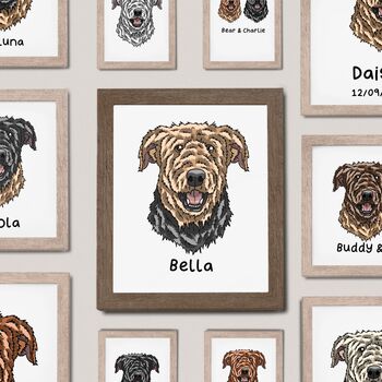 Personalised Bingley Terrier Dog Portrait Print With Flowers, 10 of 10