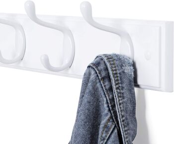 Wall Mounted Coat Rack With Double Metal Hooks, 4 of 10