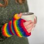 Woollen Rainbow Handwarmer Gloves, thumbnail 2 of 5