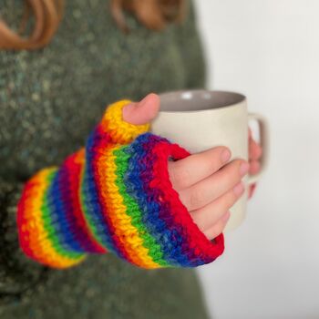 Woollen Rainbow Handwarmer Gloves, 2 of 5
