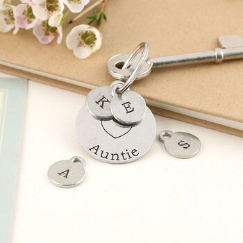 Auntie Gift Round Pewter Keyring, 4 of 5