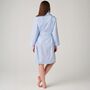 Women's 'Breezy Blue' Cotton Satin Stripe Mid Length Robe, thumbnail 4 of 5