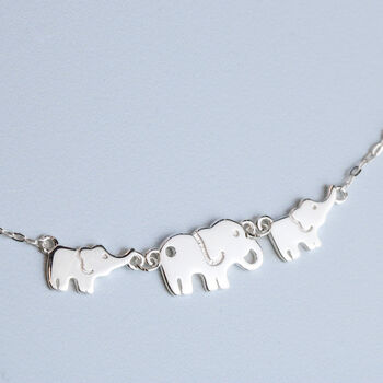 Sterling Silver Elephant Trio Charm Anklet, 4 of 6