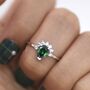 Genuine Pear Cut Emerald Green Cz Crown Ring, thumbnail 3 of 11