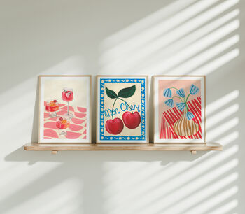 Mon Cheri Cherry Wall Art | Hand Painted Kitchen Print, 11 of 13
