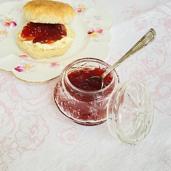 Antique Crystal Cut Glass Lidded Jam / Preserve Pot ~ Nine, 2 of 8