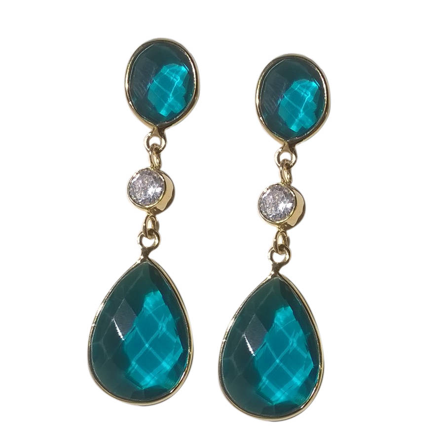 blue gemstone diamante drop earrings by amara amara jewellery ...