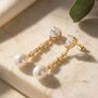 Elegant Baroque Pearl Gold Plated Dangle Drop Earrings, thumbnail 1 of 4