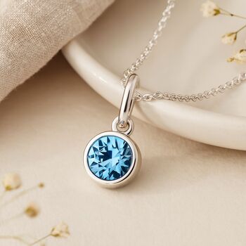 Personalised Sterling Silver March Aquamarine Birthstone Necklace, 3 of 9