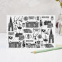 Scottish Illustrated Black And White Greeting Card, thumbnail 1 of 6