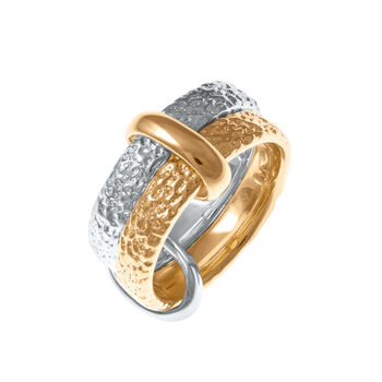Multi Finish Double Hula Joined Ring 18ct Gold Vermeil, 2 of 10